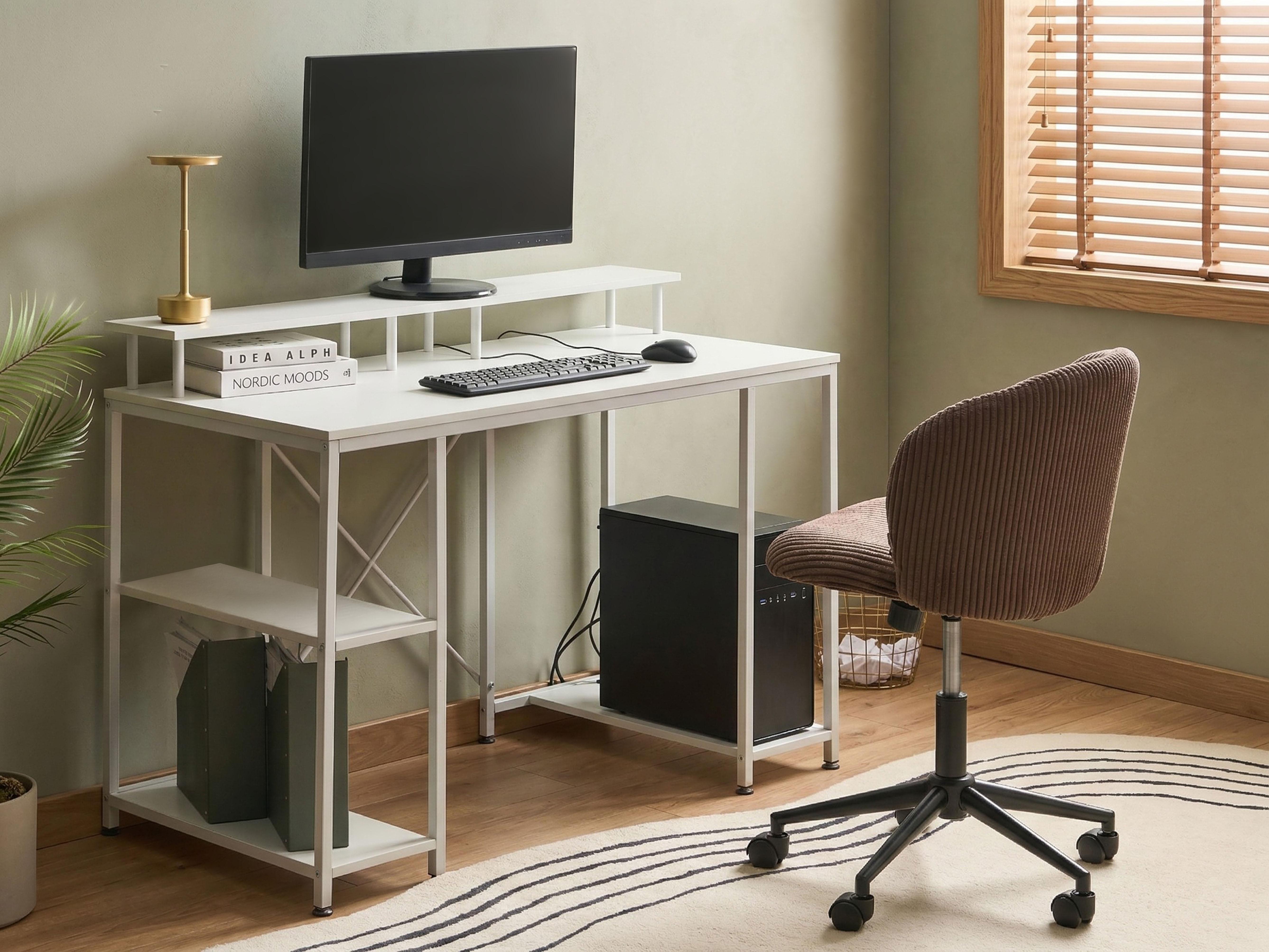 Bureau CADDO Wit 120 cm 60 cm met planken