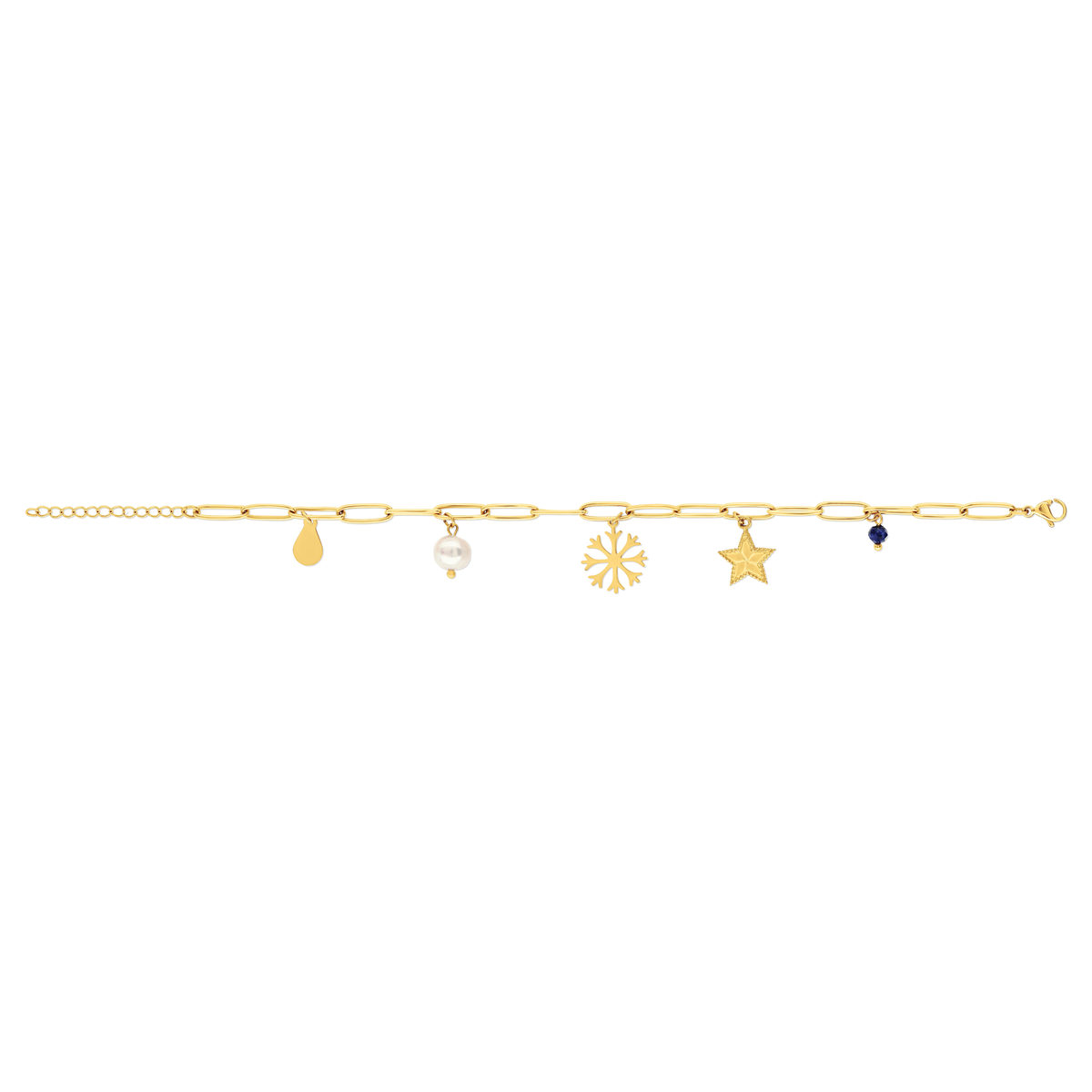 Bracelet acier doré 5 pampilles 21 cm