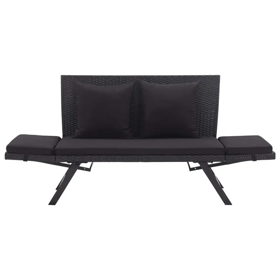 vidaXL - Ligbed - Zwart - Poly rattan