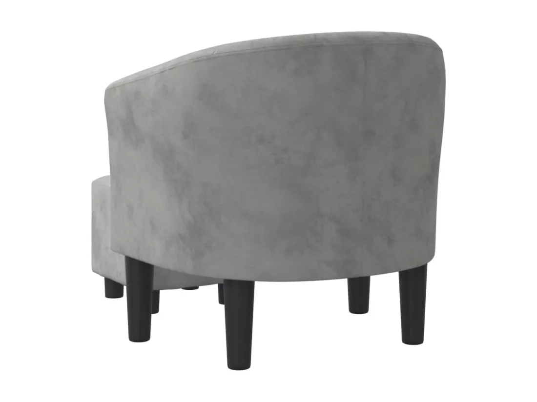 Fauteuil avec repose-pied gris clair velours