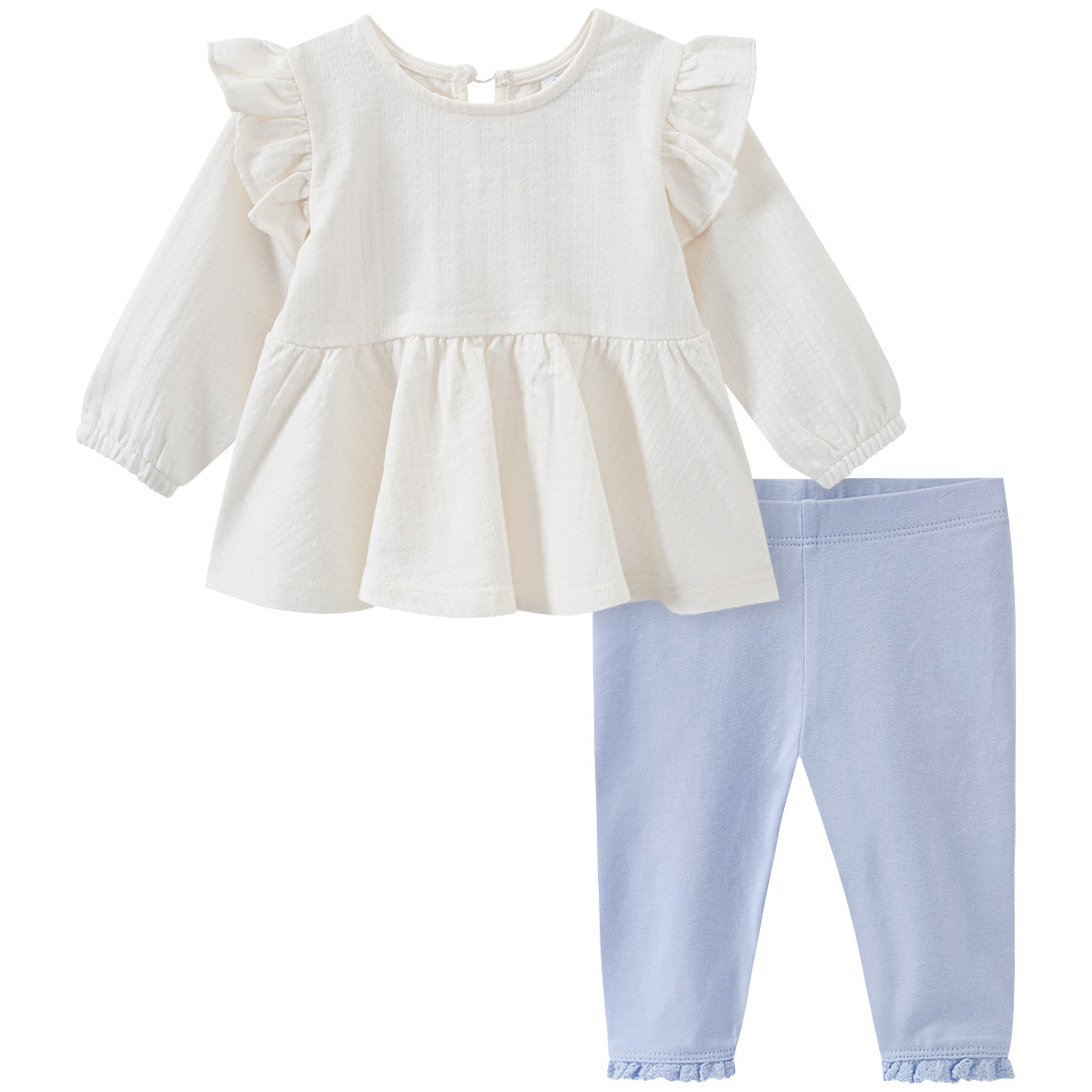 Topomini Newborn Bluse und Leggings im Set weiss / hellblau