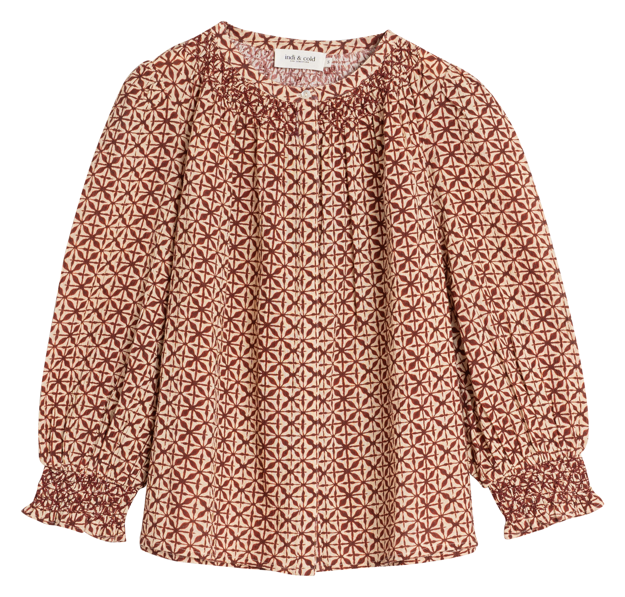 Chemise ample col rond imprimée en coton bio | Rouge