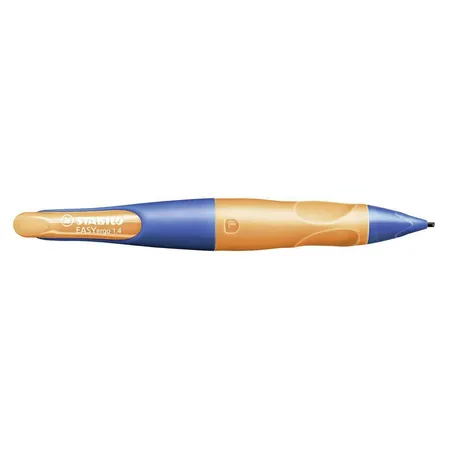 Ergonomischer Druck-Bleistift für Linkshänder - STABILO EASYergo 1.4 in ultramarinblau/neonorange - Einzelstift - inklusive 3 dünner Minen - Härtegrad HB