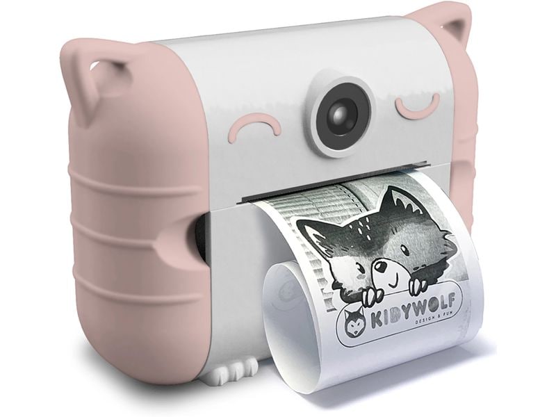 Kidywolf Sofortbildkamera Rosa Fotoapparat mit integriertem Thermodrucker