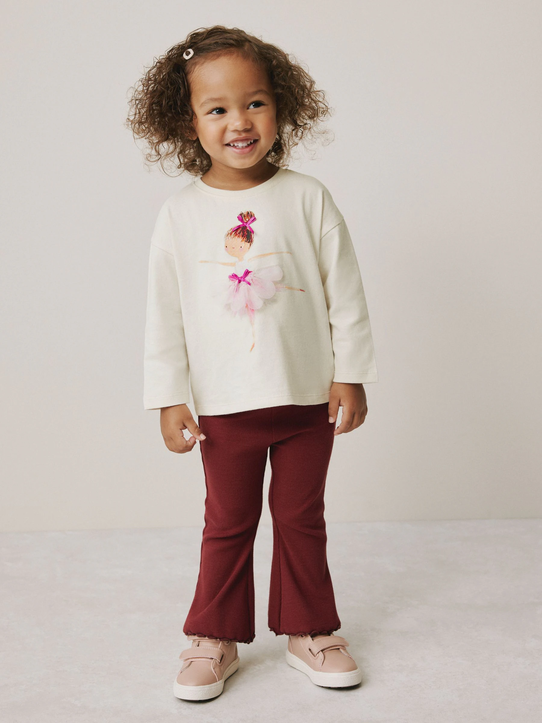 Ecru ballerina - T-shirt met lange mouwen (3 mnd-7 jr)