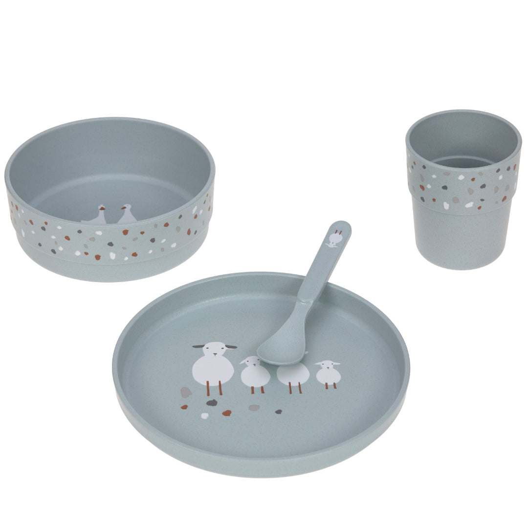 lässig serviesset tiny farmer sheep-goose blue - 4-delig