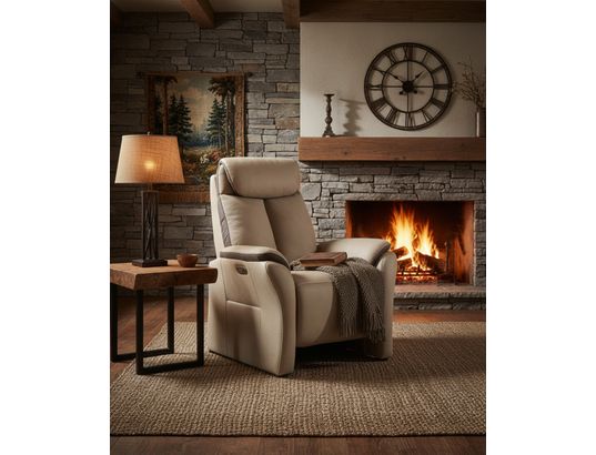 CONCEPT1 - Canapé tissu Paris beige 2 places électrique + fauteuil elect