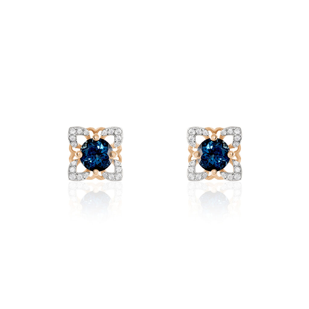 Boucles D'oreilles Pendantes Haia Or Rose Topaze Et Oxyde De Zirconium