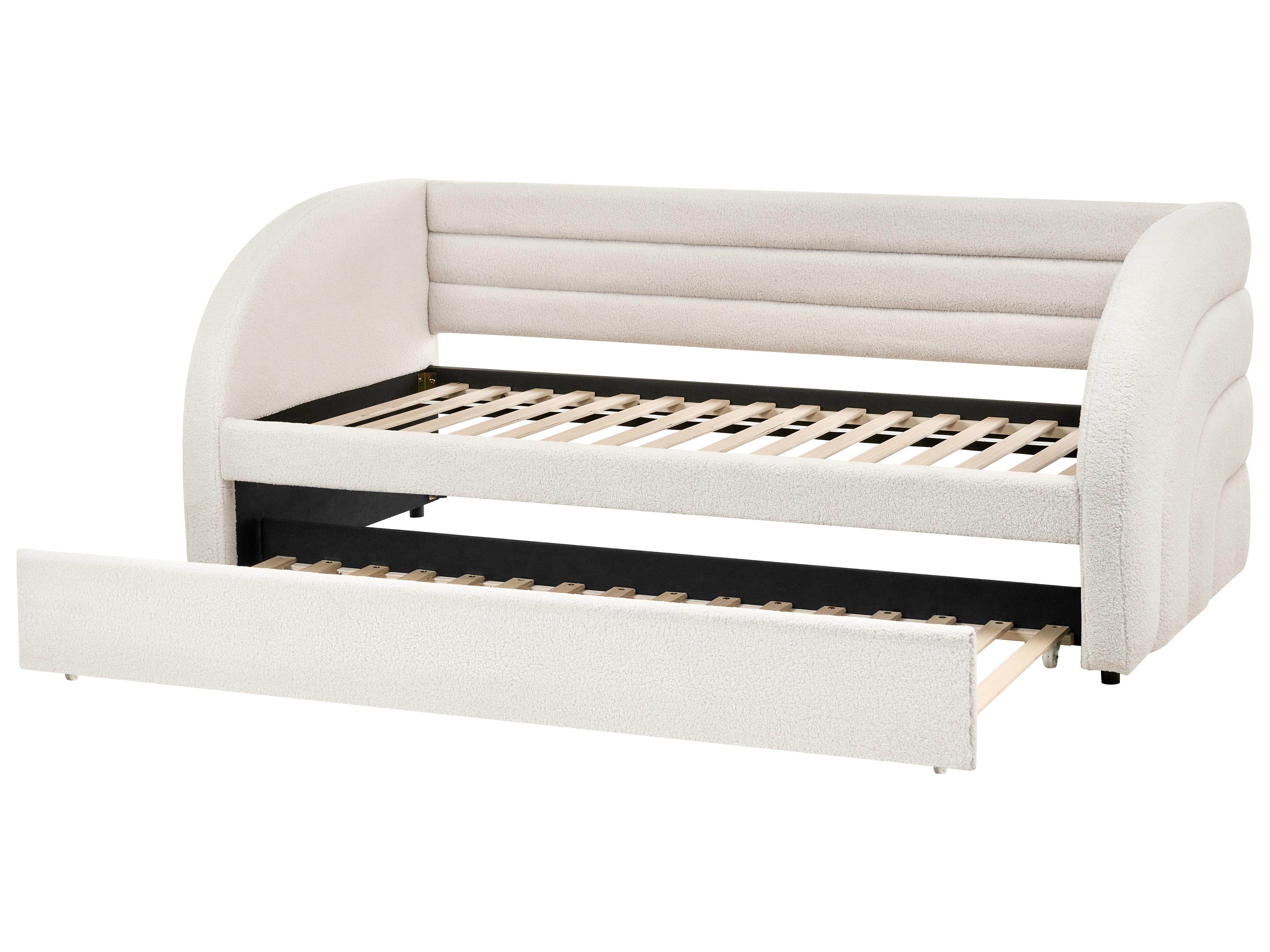 Onderschuifbed Bouclé ALBIAC 90 x 200 cm Wit