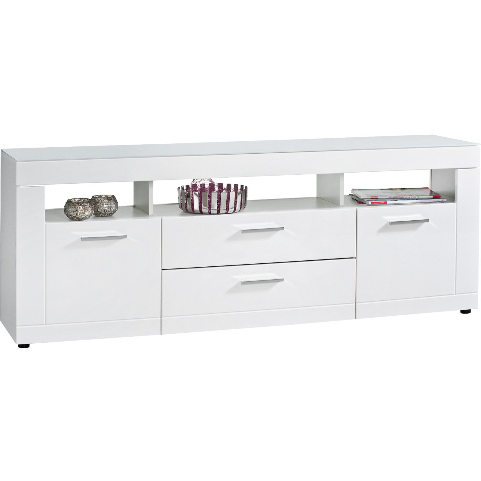 TV-Möbel Atlantis gross MDF Hochglanz weiss 167 x 63 x 40 cm