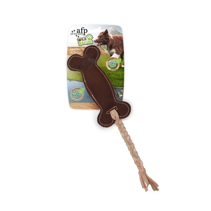Brinquedo de couro WILD&NATUREA em formato de osso, 36 cm