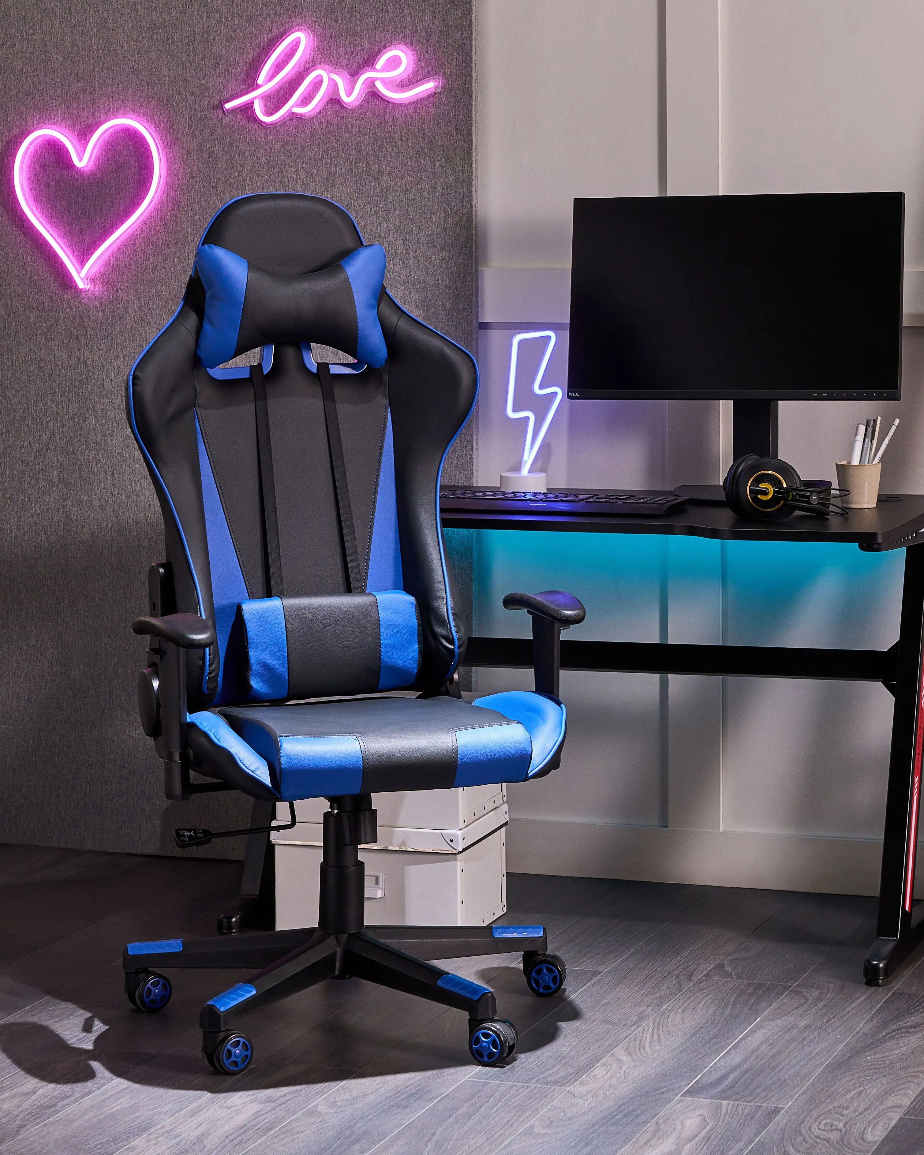 Bureaustoel GAMER Kunstleer Donkerblauw