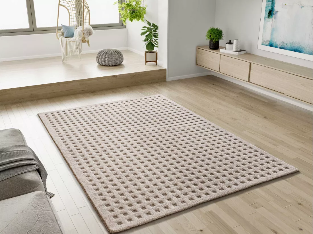 Tapis intérieur - scandinave avec relief - blanc - 120 x 170 cm - DIENA