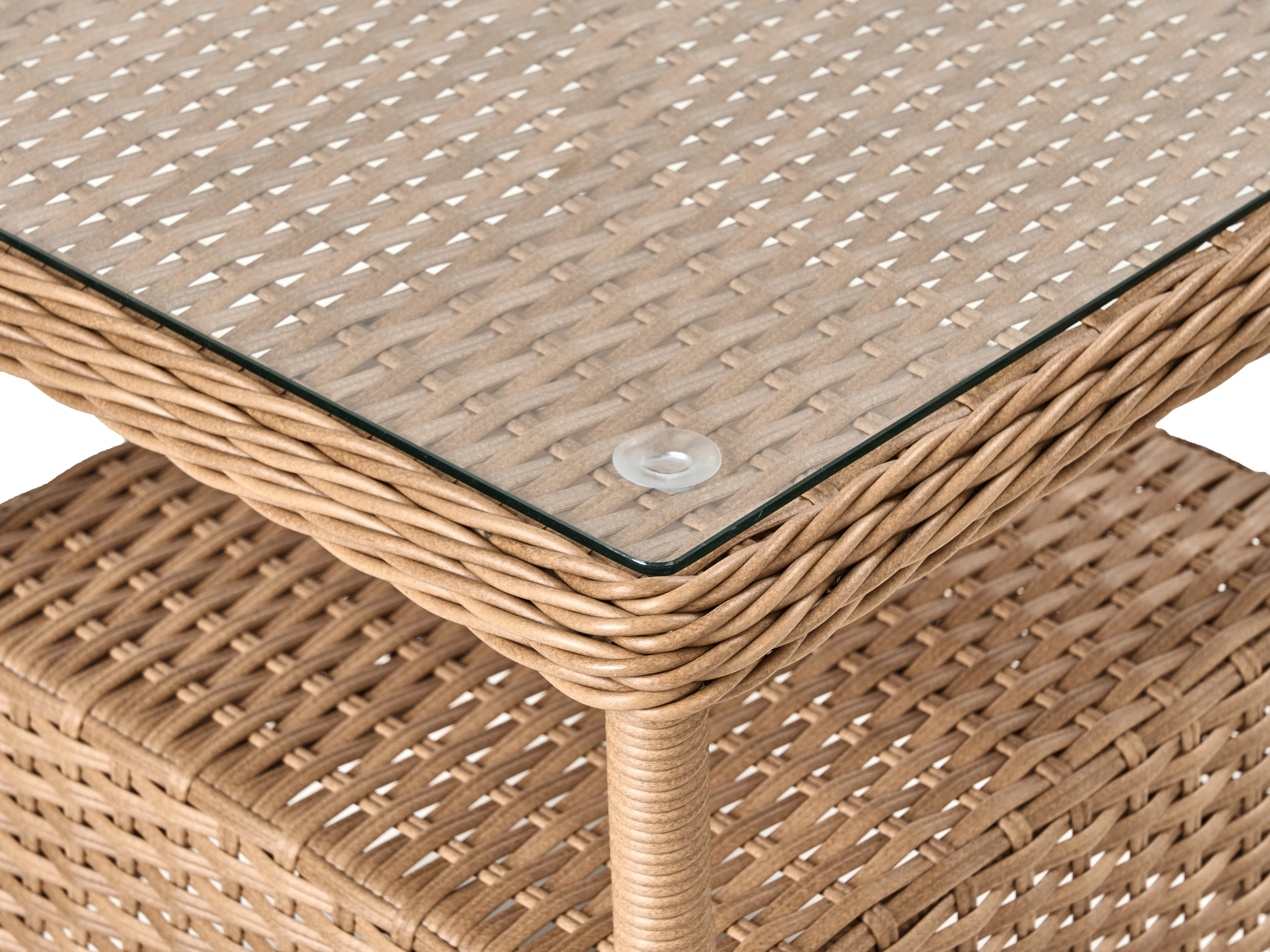 Loungeset met tafel en ottomaan 2-zits PONZA PE rotan Bruin