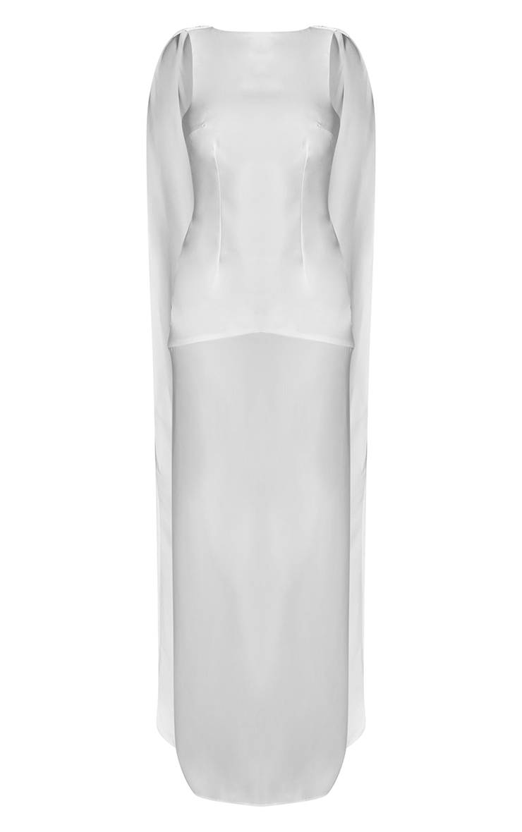 Blanc Robe Longue Premium En Tissage Avec Dos Drapé Et Ourlet En Mousseline