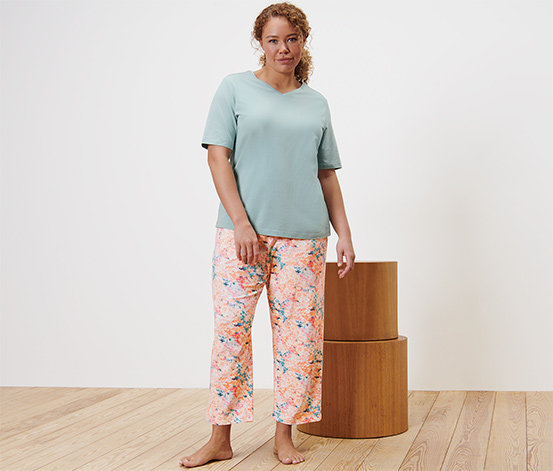 Pyjama, Hose mit Blumen-Alloverprint