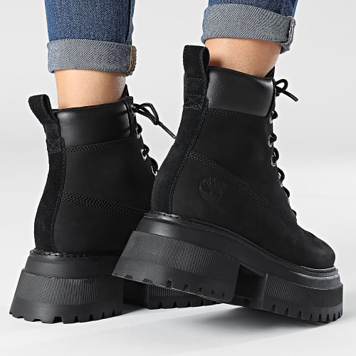 Boots Femme Sky 6 Inch Lace Up A248J Black Nubuck