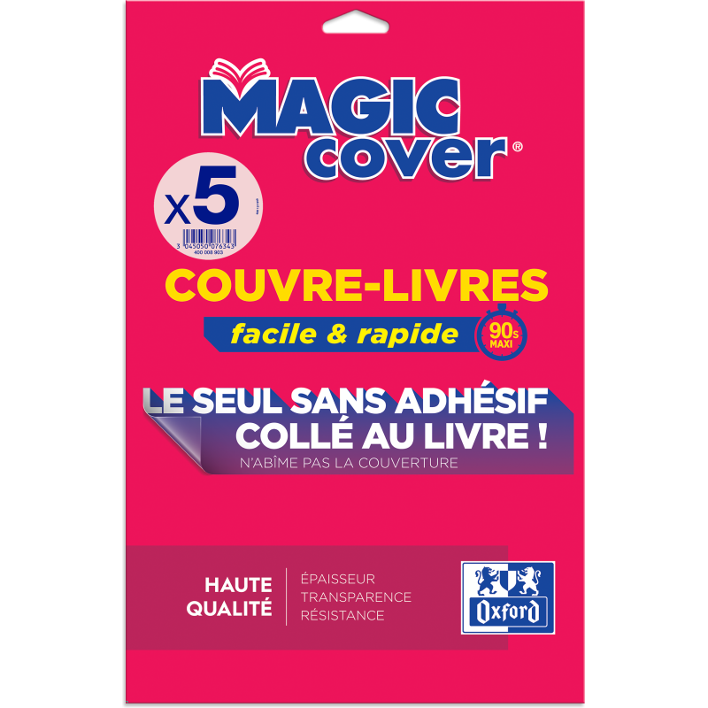 5 Feuilles C-Livres Oxford Magic Cover Pour A4 PP75 Lisse Incolore
