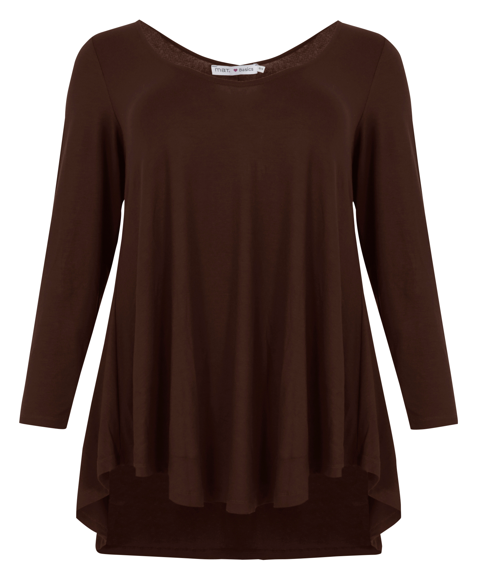 T-shirt col rond à manches longues | Marron