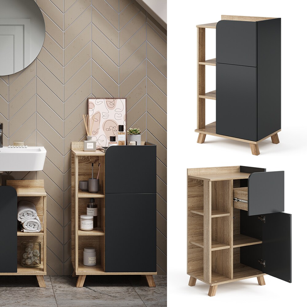 Vicco Unterschrank Karen Sonoma Anthrazit 50 x 90 cm Tür Schublade