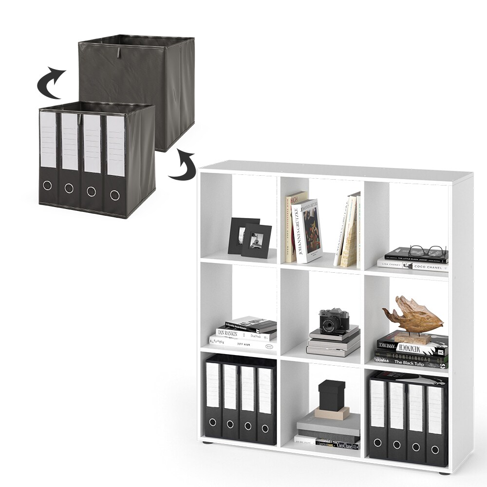 Vicco Raumteiler Würfelregal Standregal Nove Weiß Faltbox Wohnzimmer Regal 104x108 cm modern Ablage 9 Fächer Dekoregal Ordnerregal Aufbewahrung