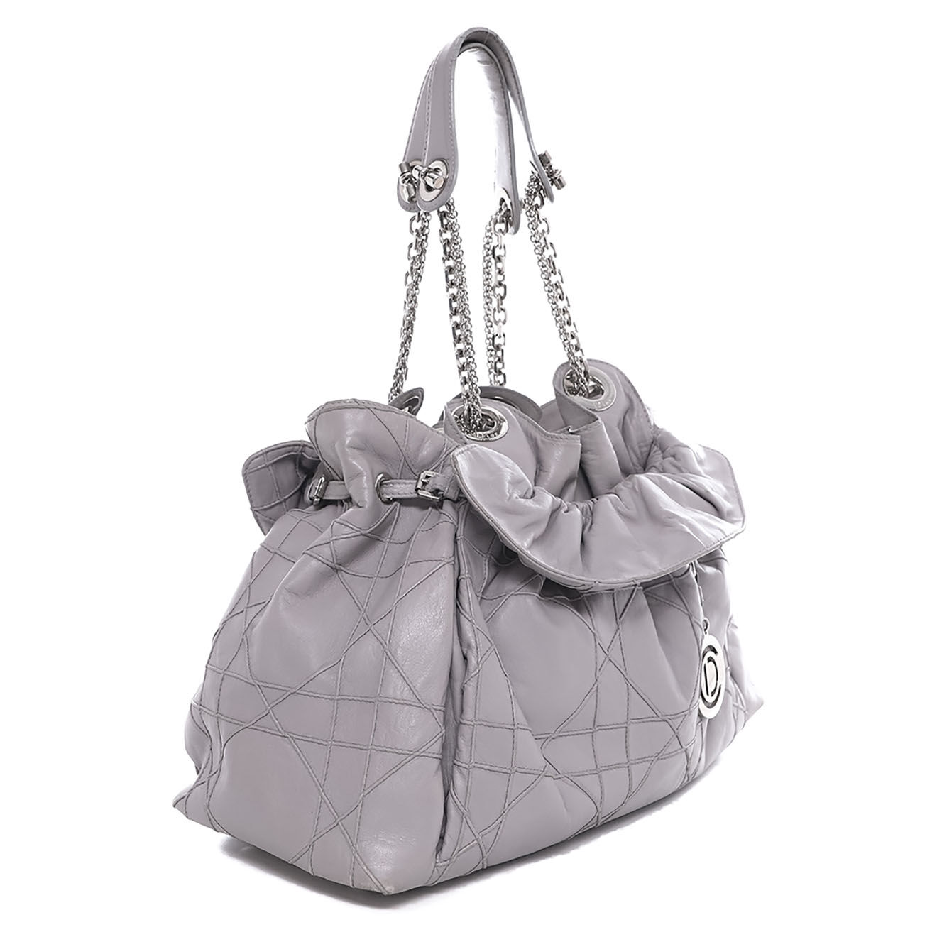 Dior Sac porté épaule Le Trente Vintage en Cuir Cannage gris - Très bon état - L.39 cm