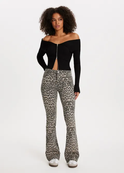 Leopard flared broek assorti (ASSOR)