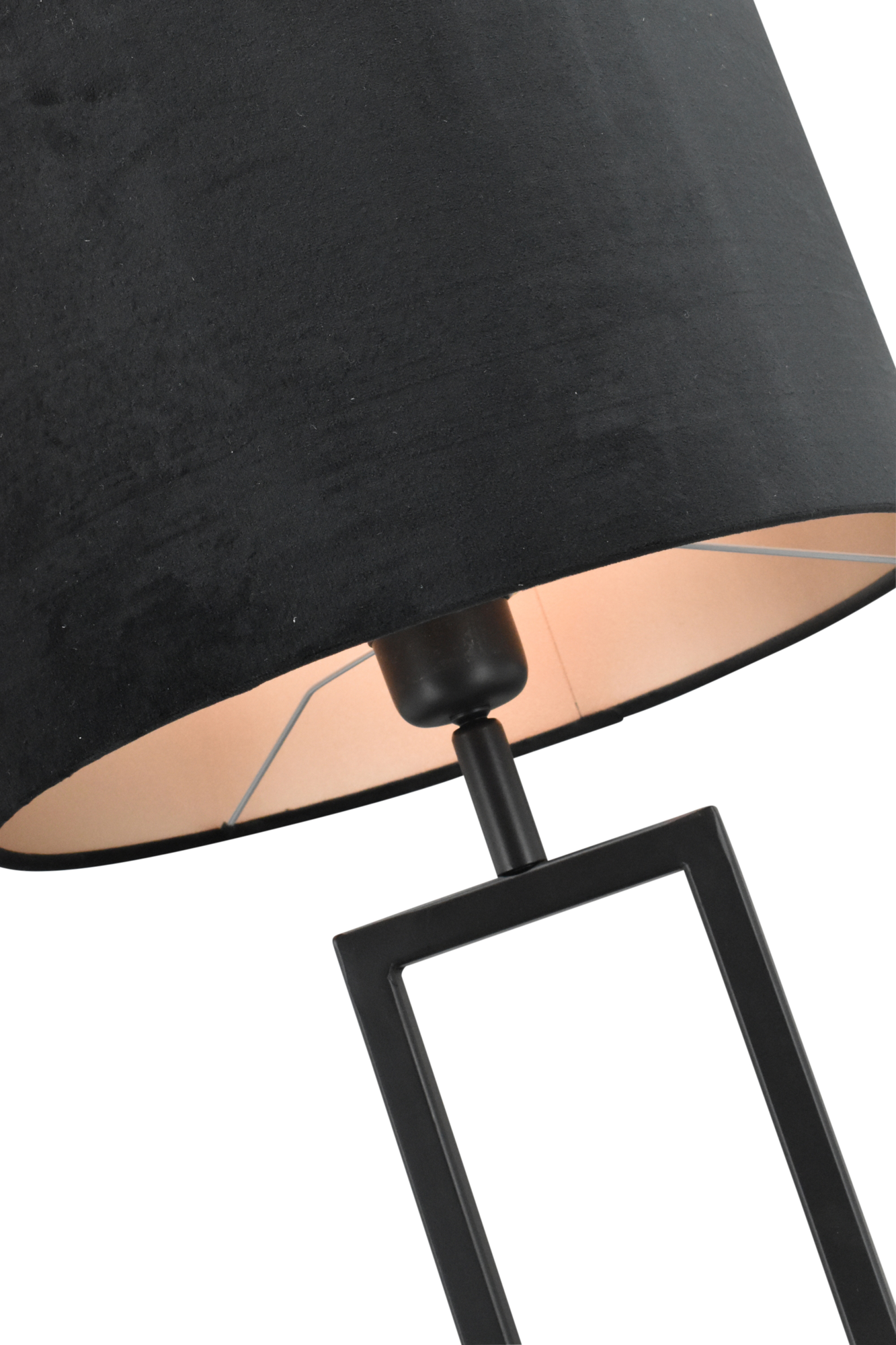 Tafellamp Veneto klein zwart + kap 30/30/20 Alice velours zwart ( taupe binnenkant )