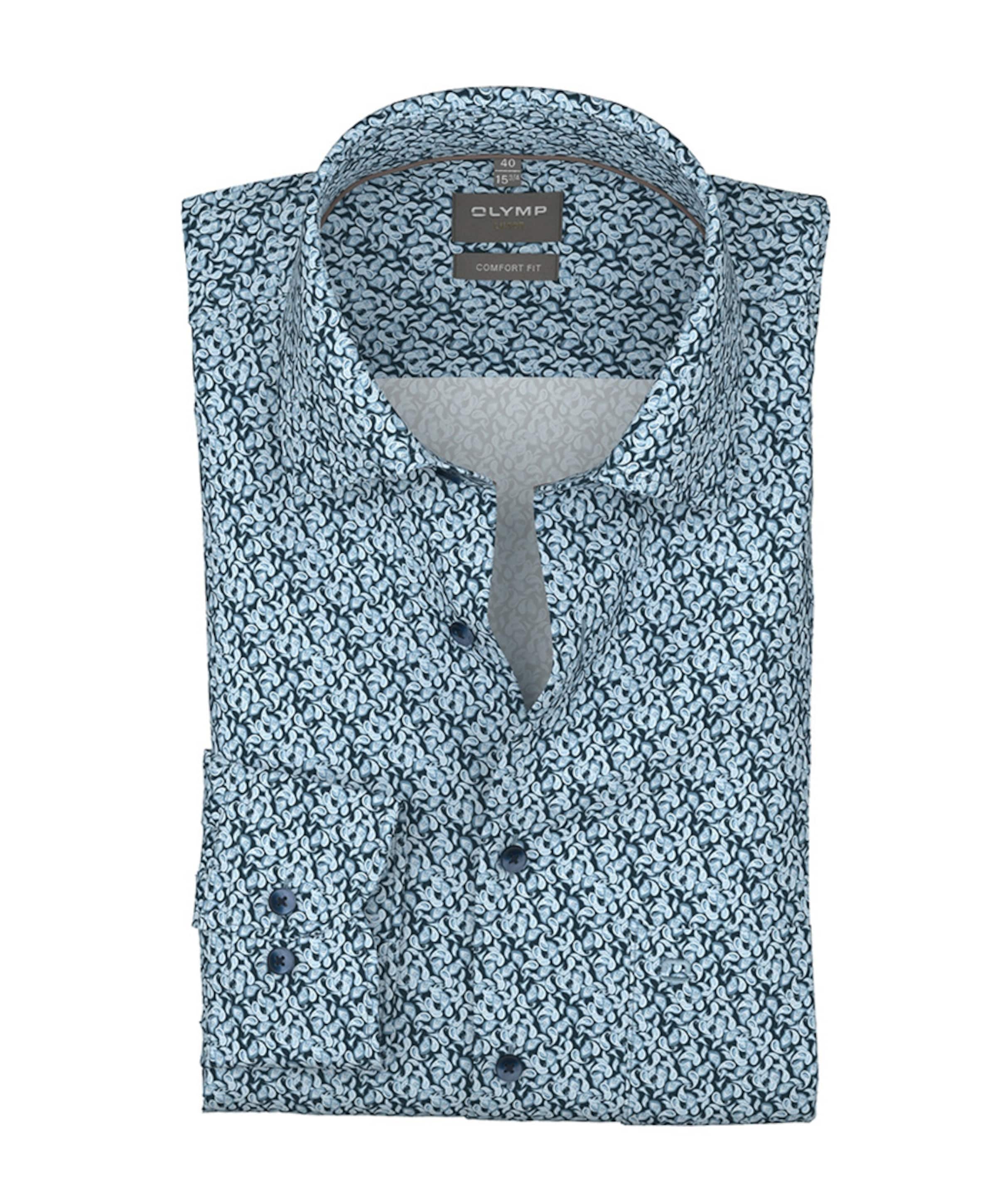 Olymp Comfort Fit Luxor Heren overhemd lange mouw blauw