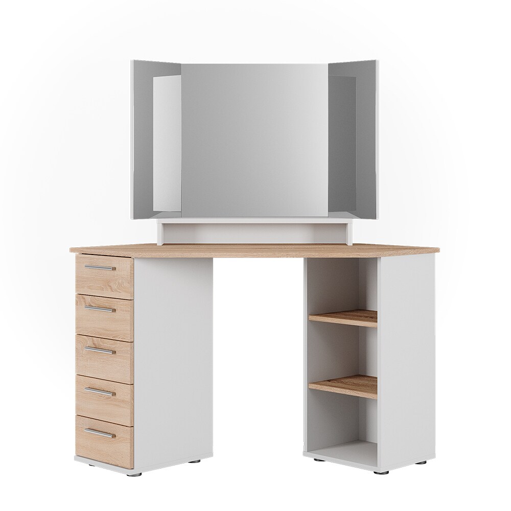 Vicco Eckschminktisch Frisiertisch Frisierkommode Sofia Weiß Sonoma Spiegel 128x142 cm modern Ablage