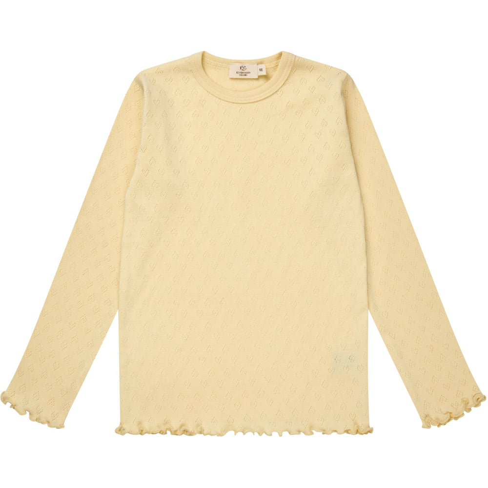 Køb COPENHAGEN COLORS Lt. Yellow Pointelle Heart Ls Tee
