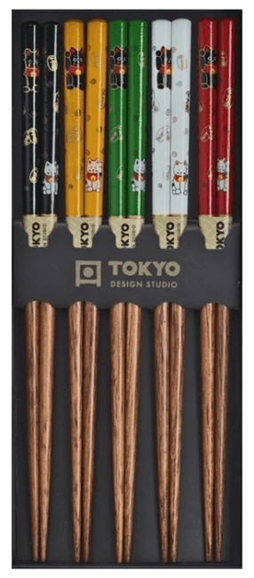 Tokyo Eetstokjes Set/5 Gelukskat