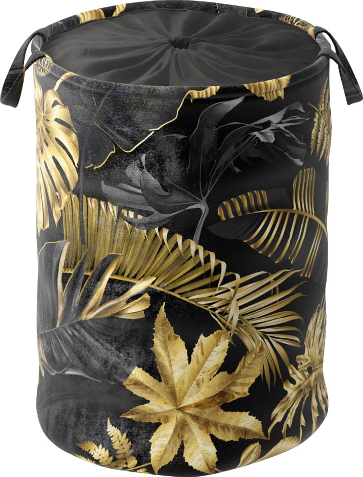 Sanilo Wäschekorb »Golden Leaves« kräftige Farben, samtweiche Oberfläche, mit Deckel