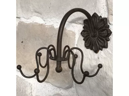 Porte manteaux mural en fonte marron 15 x 20 cm