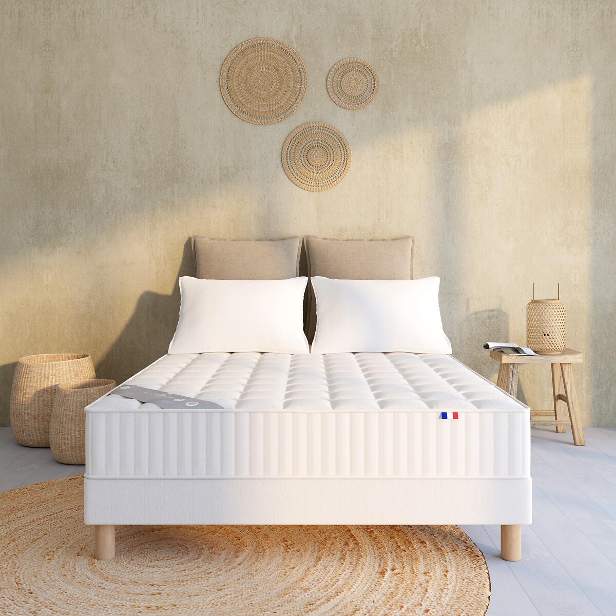 LA REDOUTE INTERIEURS<br>Conjunto de colchão semi-firme com molas ensacadas + base de cama