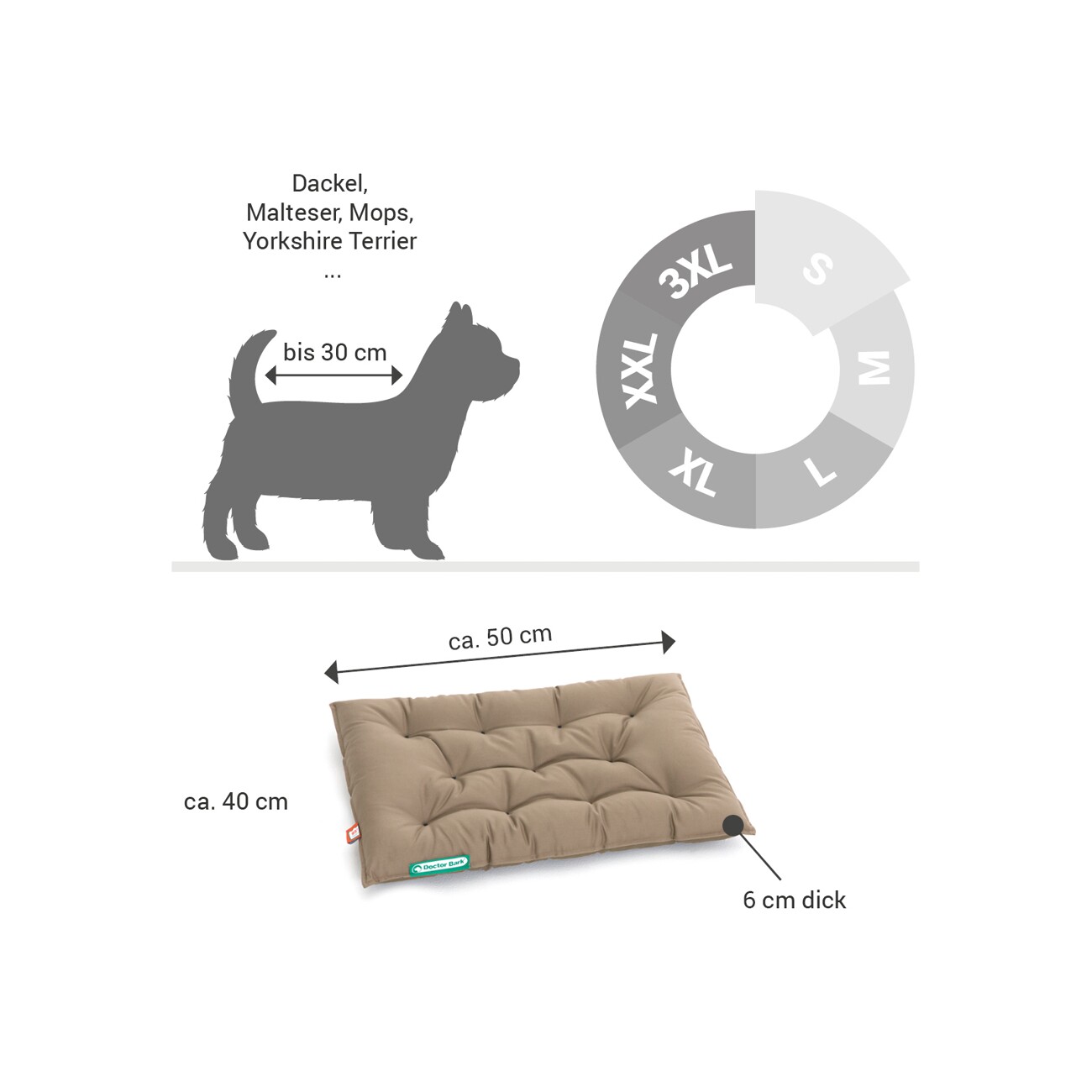 Doctor Bark Liegekissen Urban sandbraun S