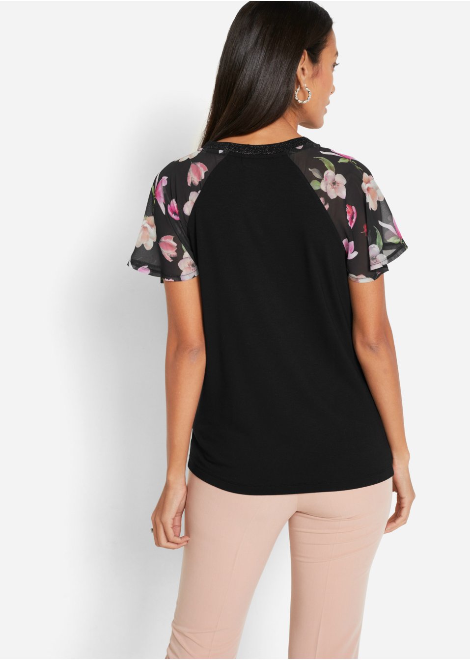T-shirt avec manches en chiffon