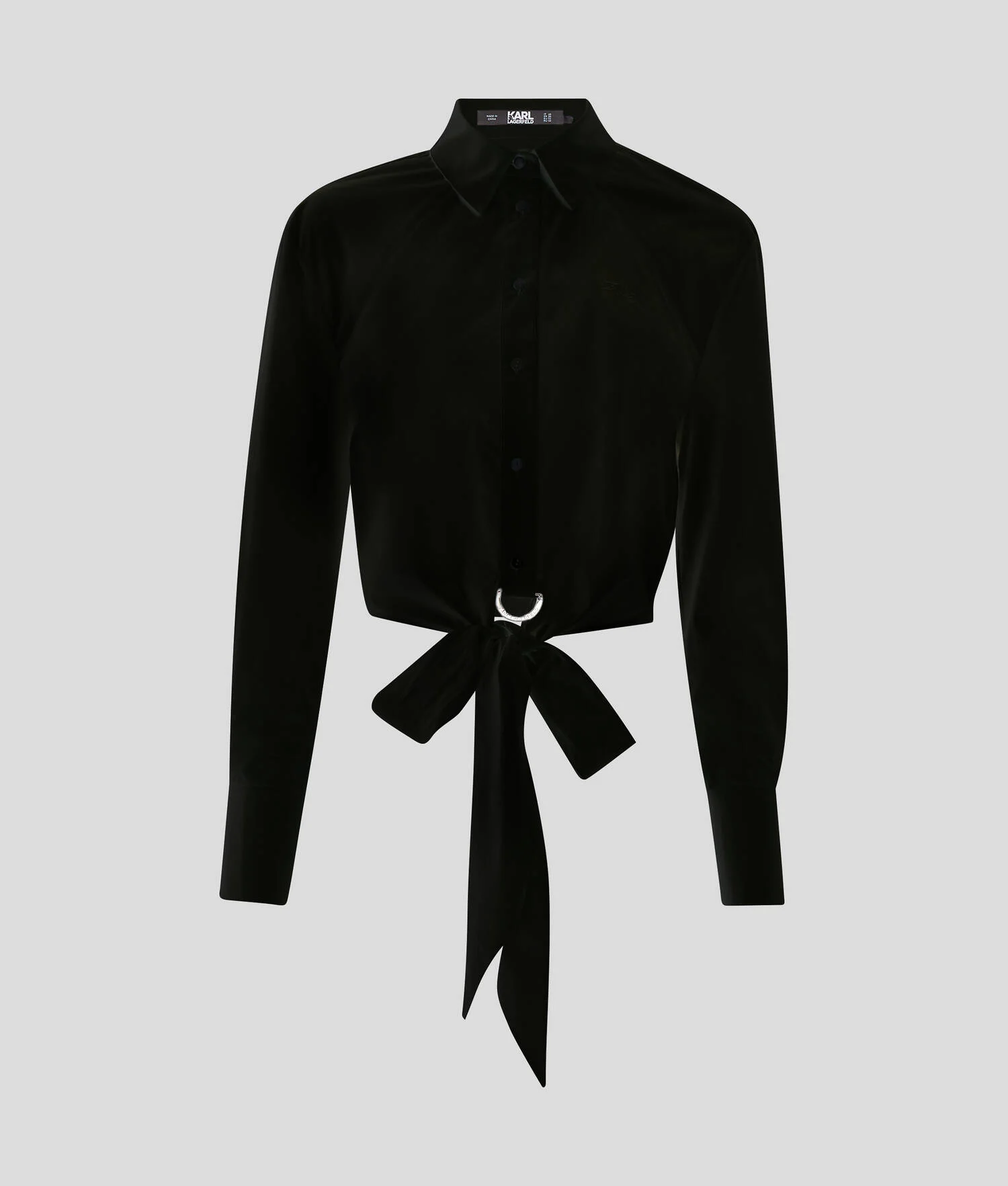 CHEMISE EN POPELINE COUPE CROPPED AVEC ANNEAU EN D