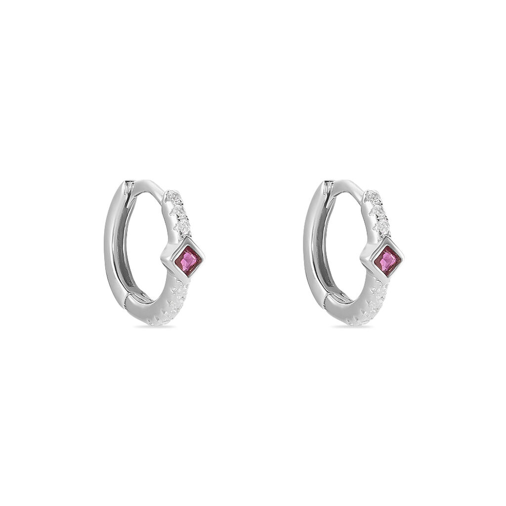 Créoles Fane Argent Rhodié Oxyde De Zirconium