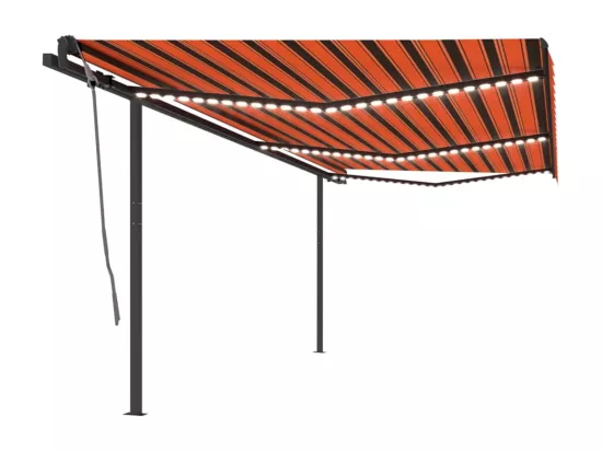 Auvent automatique capteur de vent et LED 6x3,5 m Orange marron