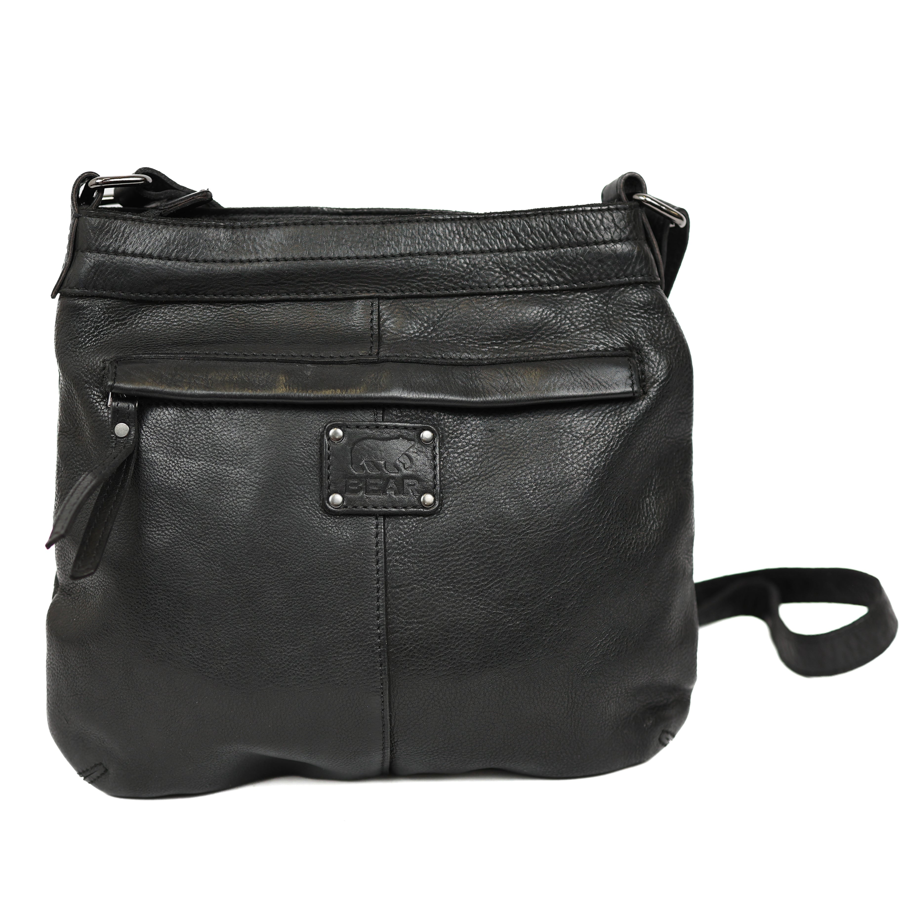 Schoudertas met voorvak 'Merle' zwart Black