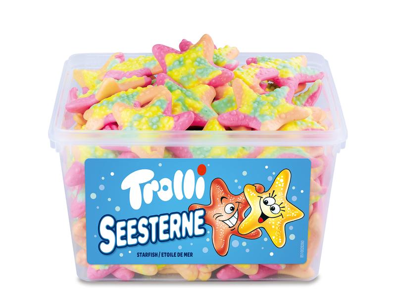 Trolli Gummibonbons Seesterne Dose 1 kg Farbige Seesterne in der Dose