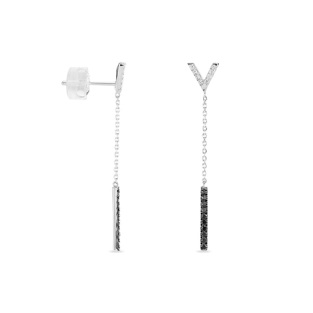 Boucles D'oreilles Pendantes Rachel Or Blanc Diamant