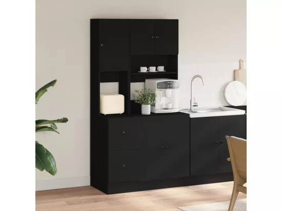 Armoire de cuisine noir 95x50x180 cm bois d'ingénierie