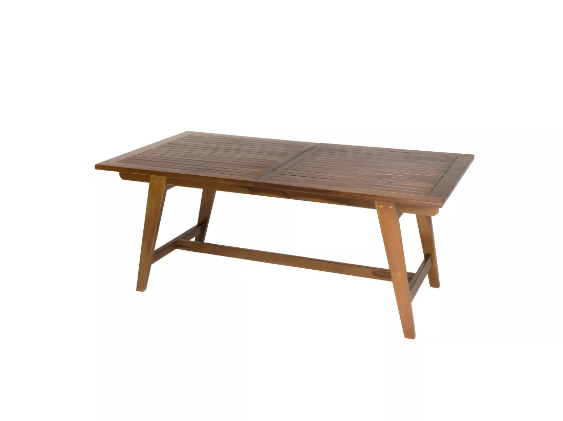 HANNA - Table de jardin 8/10 personnes - rectangulaire scandi extensible 180/240x100cm en bois teck huilé