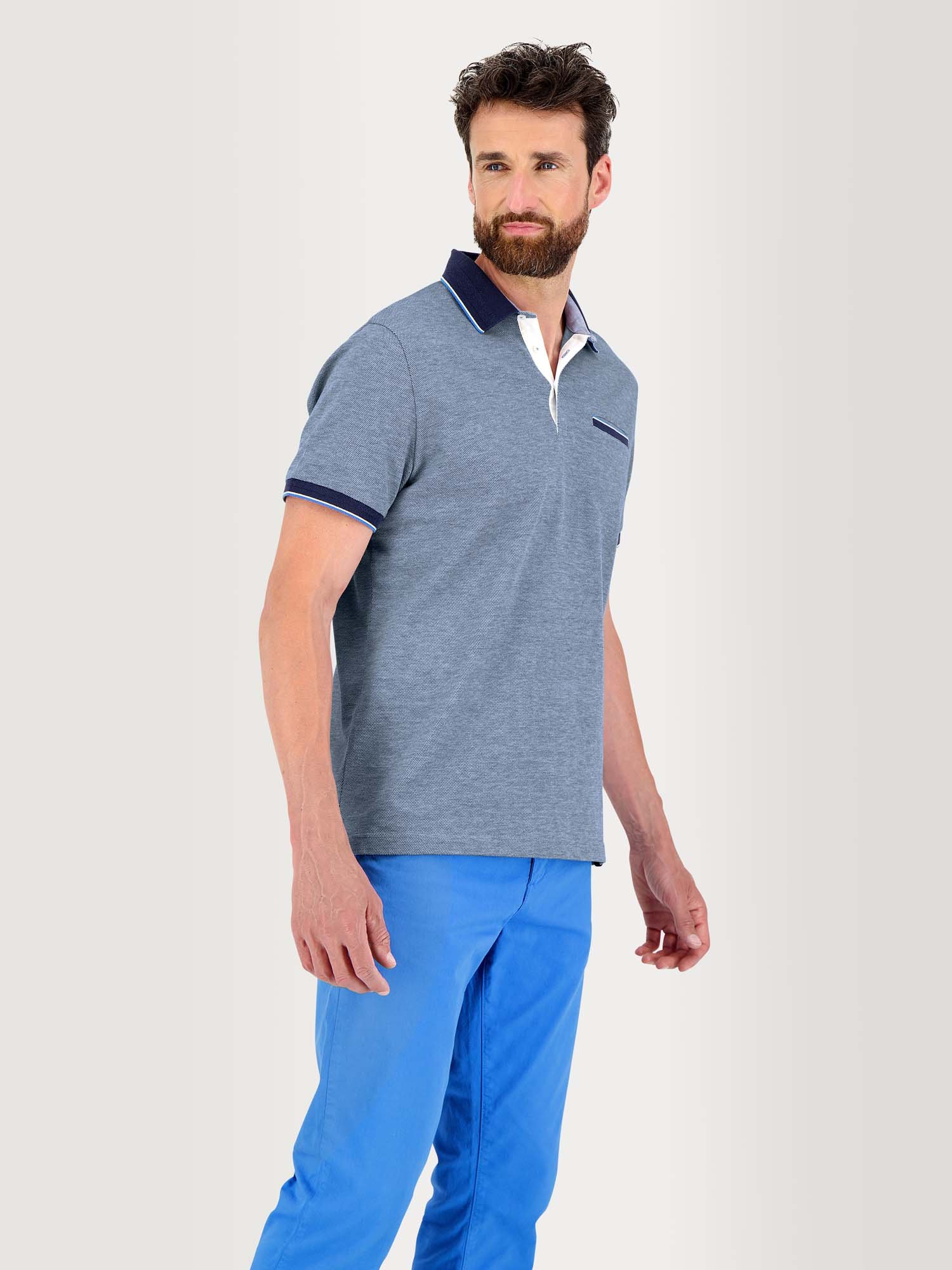 Polo Homme Manches Courtes Coton Piqué Bleu Foncé