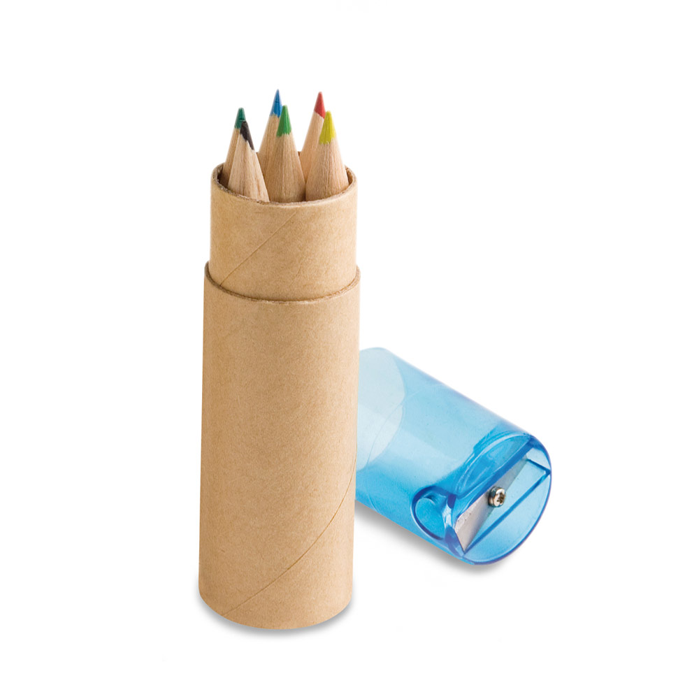 hi!dea 91751 - Boîte à crayons avec 6 crayons de couleur et taille-crayon