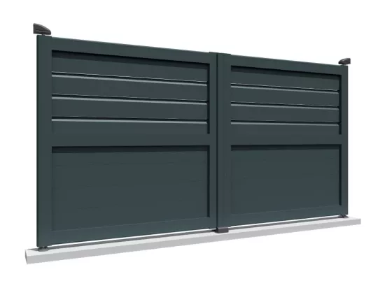 Portail double battant motorisé mixte L 3500 x H 1625 mm - Gris anthracite RAL7016ST