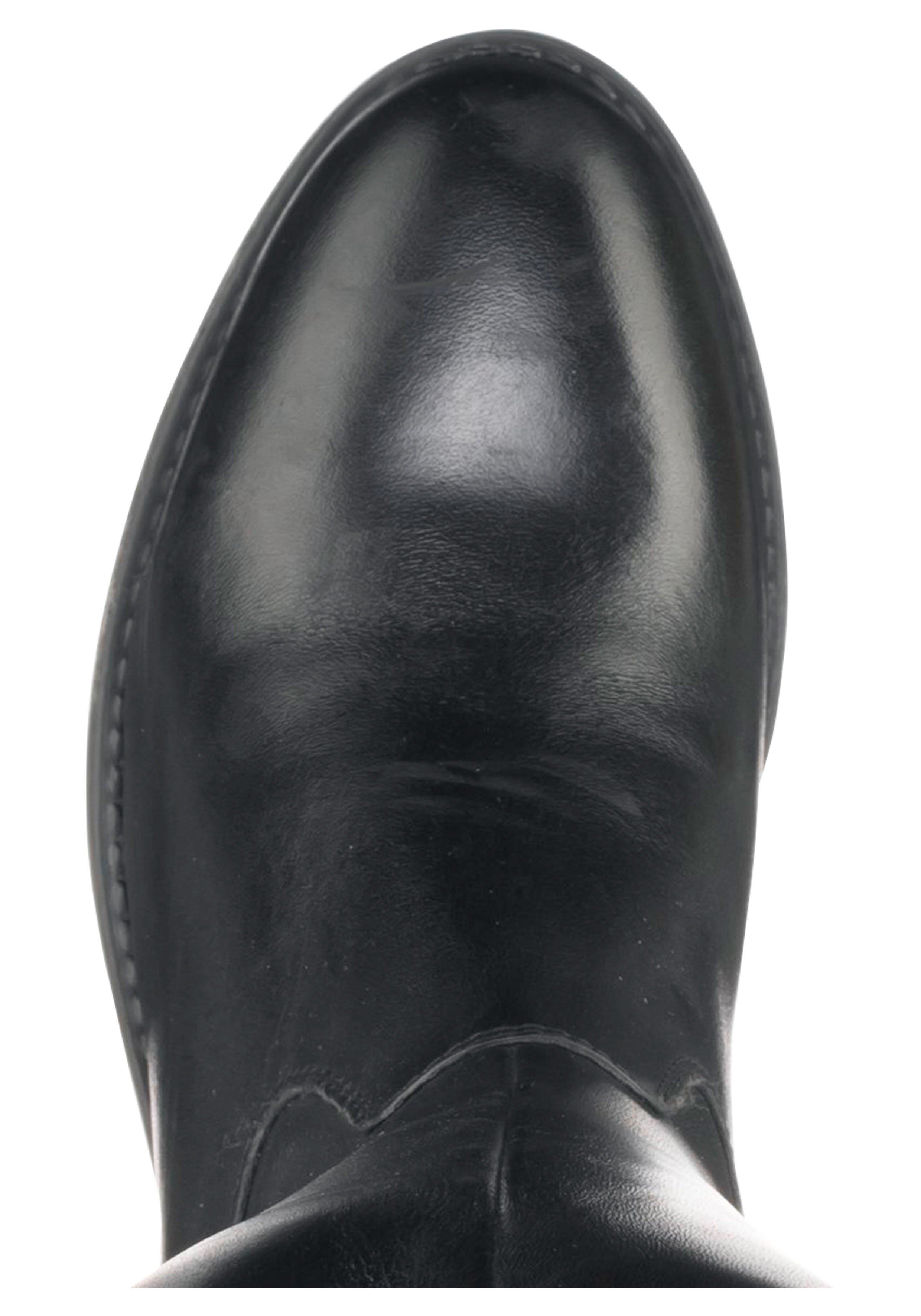 Weitschaftstiefel aus Leder mit Stretch-Einsatz