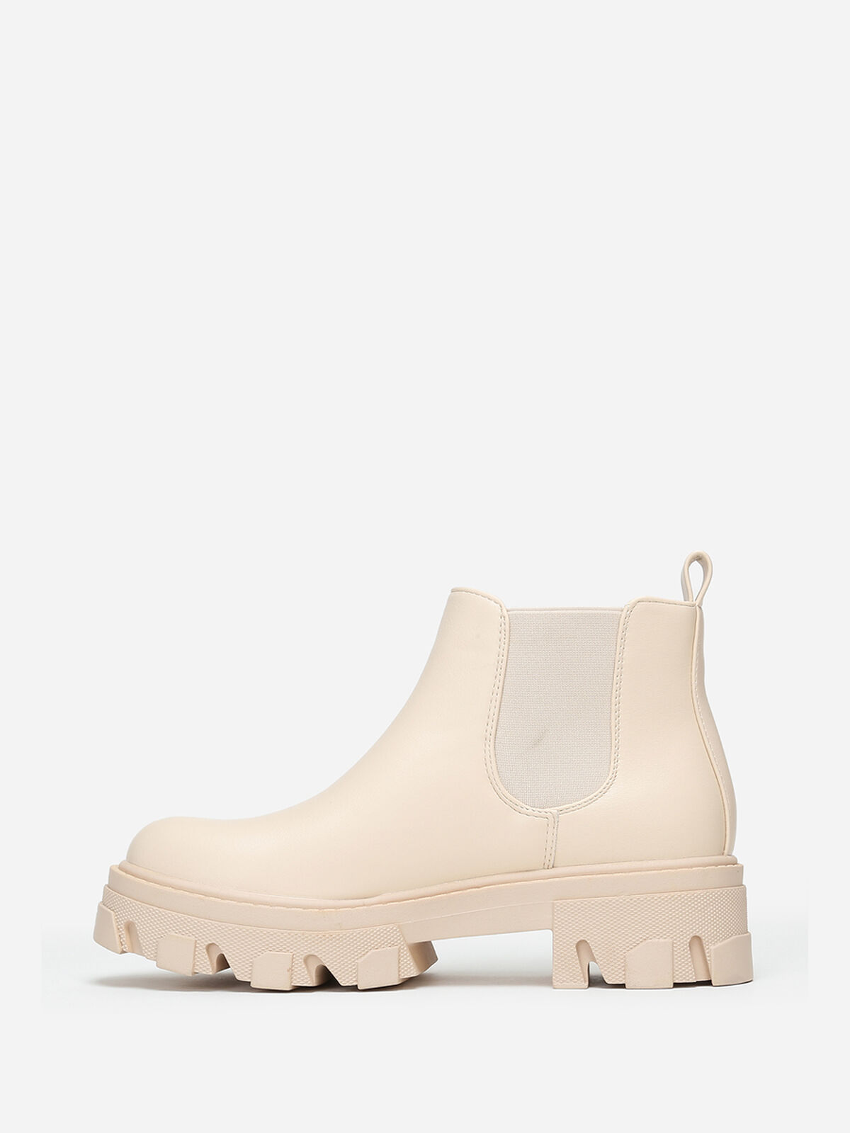 Bottines chelsea basses à semelle crantée- Beige